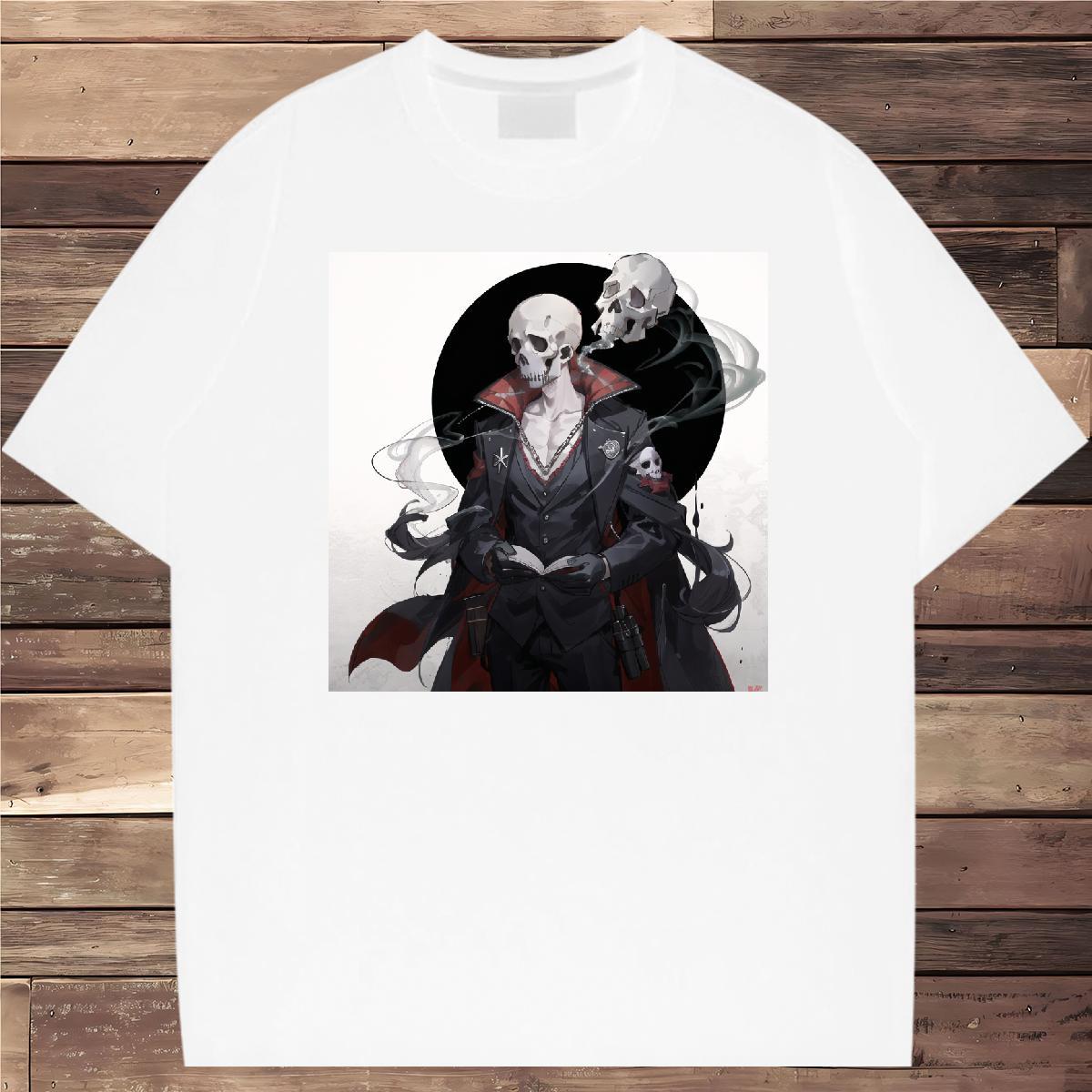 Fashion T shirt skull Wear 230g Cotton Outdoor Soft DIY Breathable Short Sleeve Tshirt for Man Woman