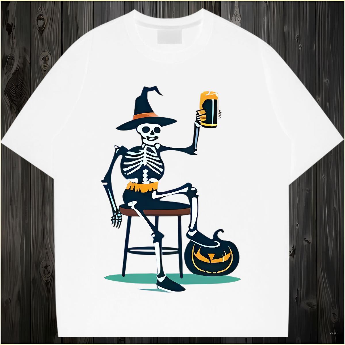 Custom T-Shirts for Men halloween Top Tees 230g Pure Cotton Street Classic Anime Breathable Soft Mens Tshirts