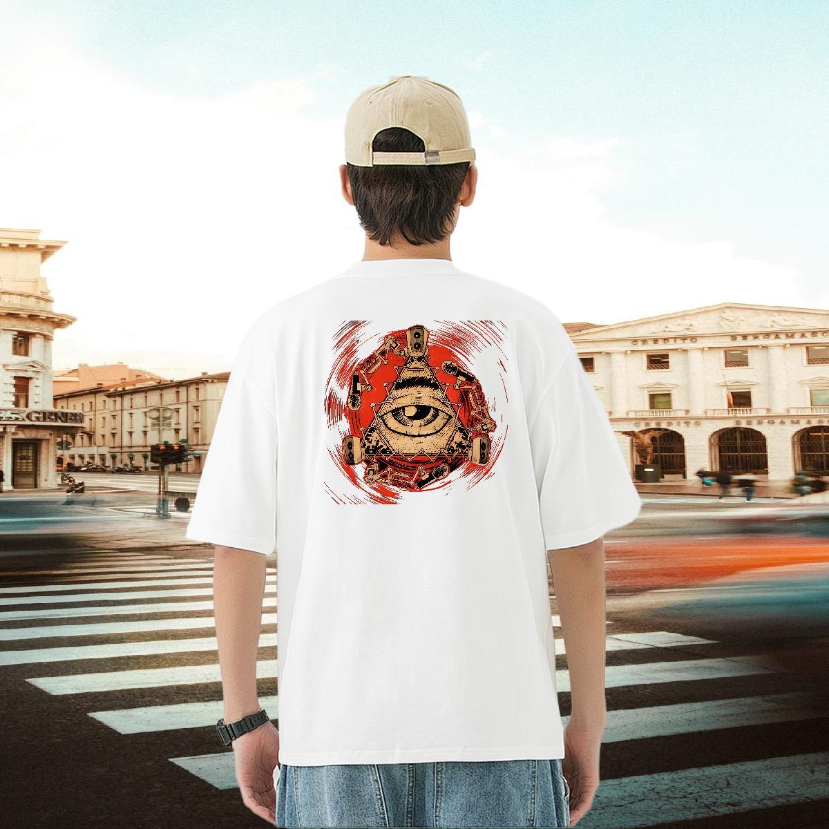 Casual New T-Shirts eye of the devil Wear 230g 100% Cotton Casual Beach Designer Black White Breathable Short Sleeve Mens Tshirts