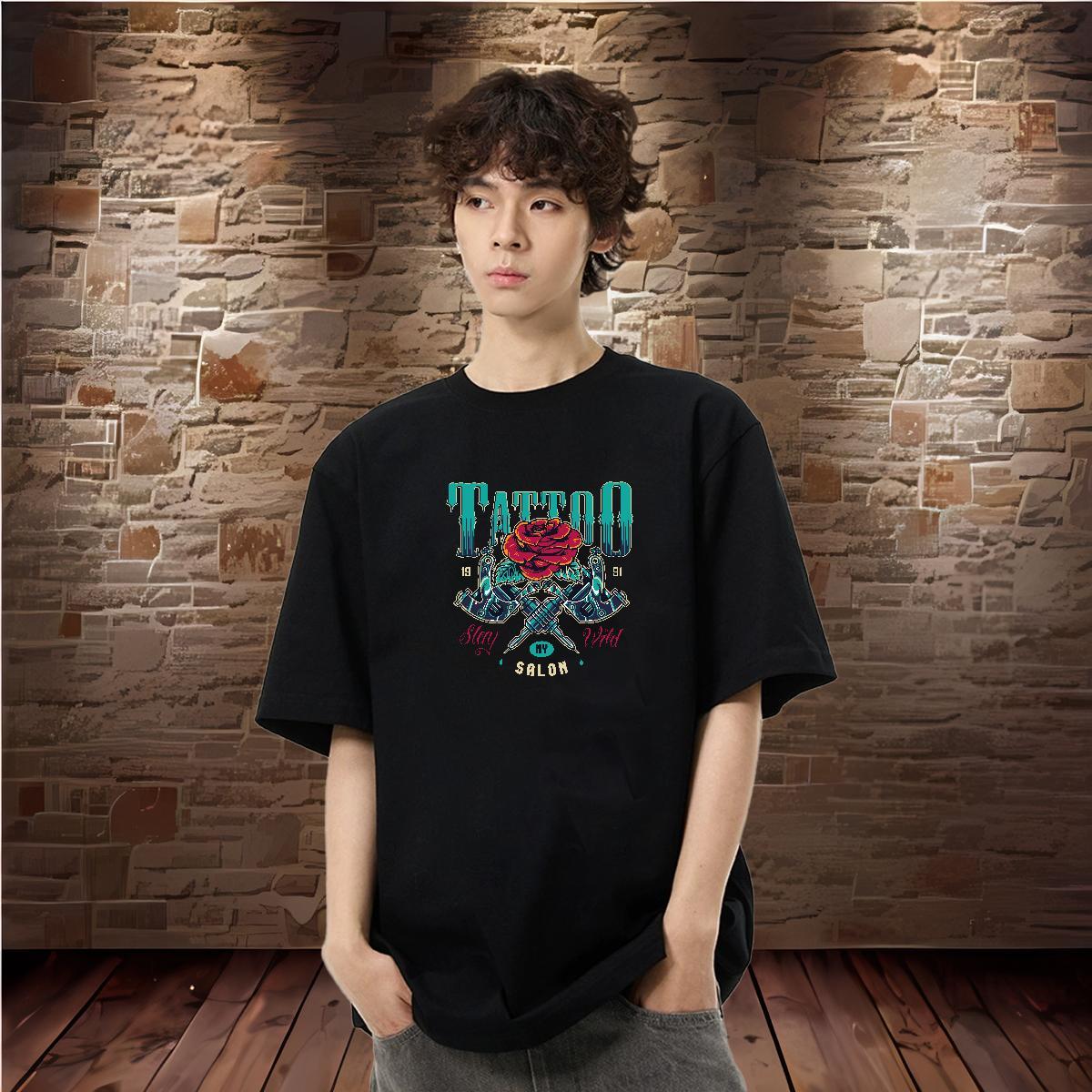 Factory Direct T Shirt For Man tool Clothes 230g Pure Cotton Summer Casual Classic Black Oversized Breathable Crew Neck Men Tees
