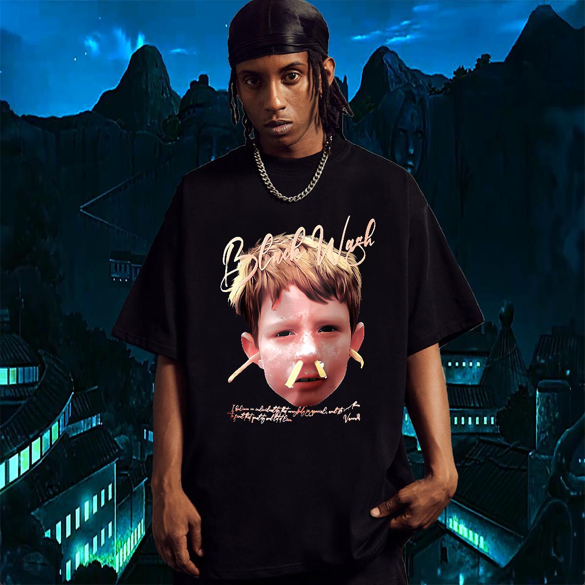 Fashion Casual T-Shirts portrait Tops Shirt 230g 100% Cotton Spring Summer TOP Quality Black Oversized O Neck Short Sleeves Men Tees
