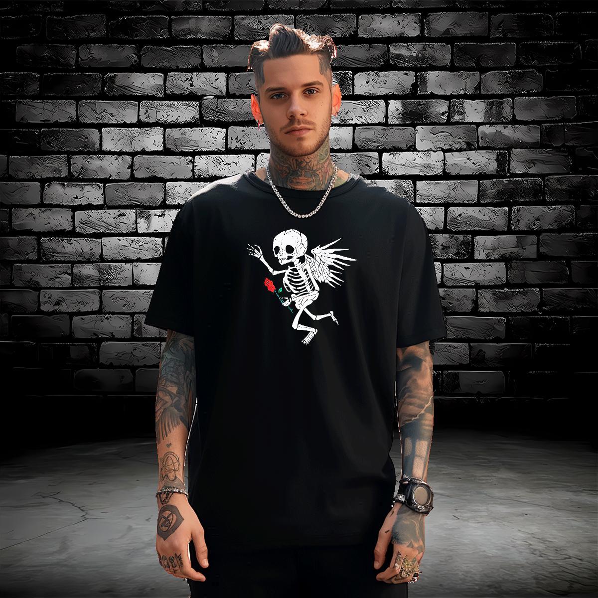 New Designer T-Shirts skull Wear 100% Cotton 230g Beach Cool Design Asian Size O-Neck Short Sleeve Couples T Shirts