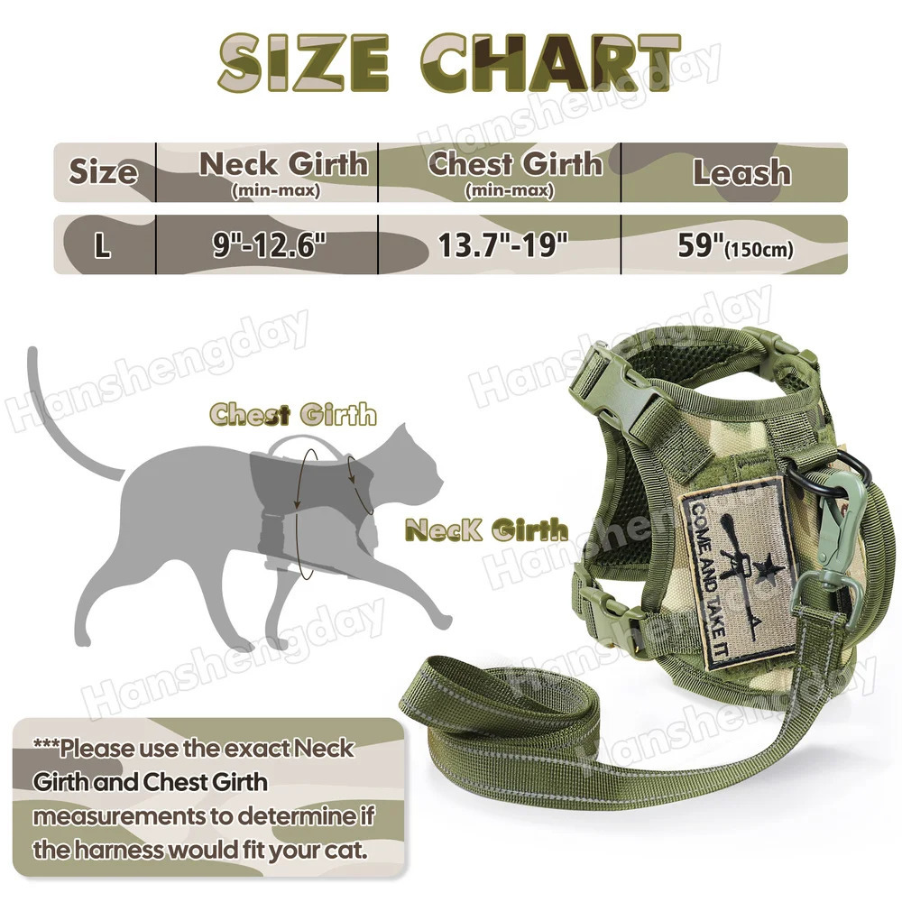 Tactical cat harness and belt escape large adult walking vest adjustable soft mesh pet with control handle 240806