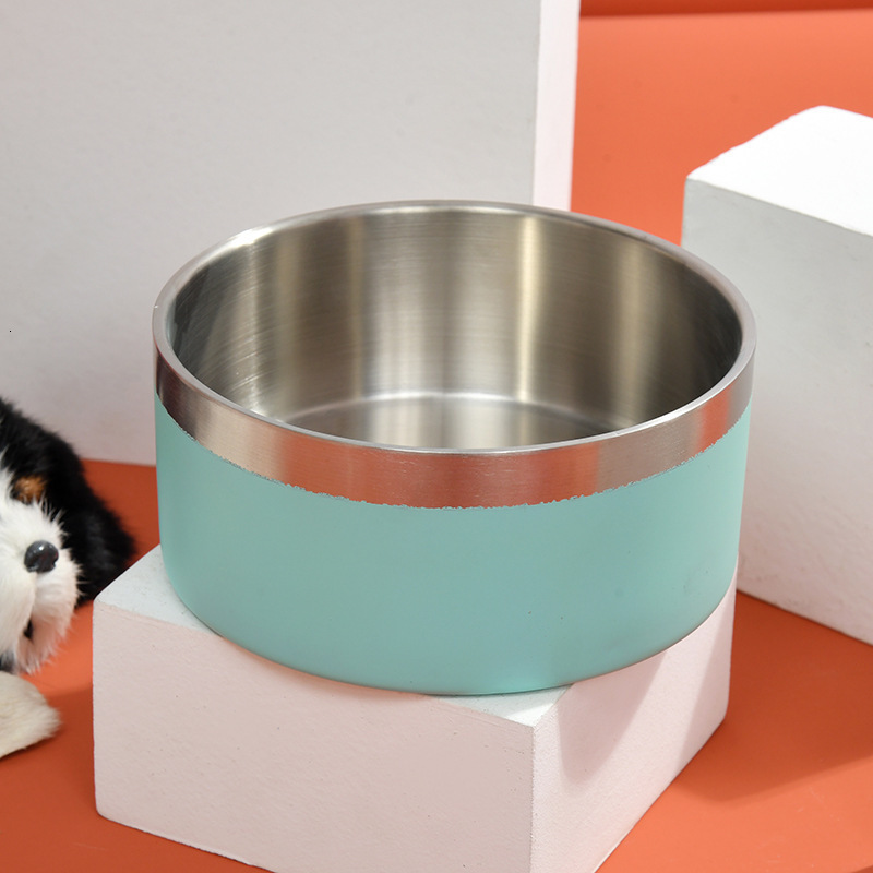 Stainless steel food knock anti slip cat rice size and type dog drinking bowl, durable pet supplies