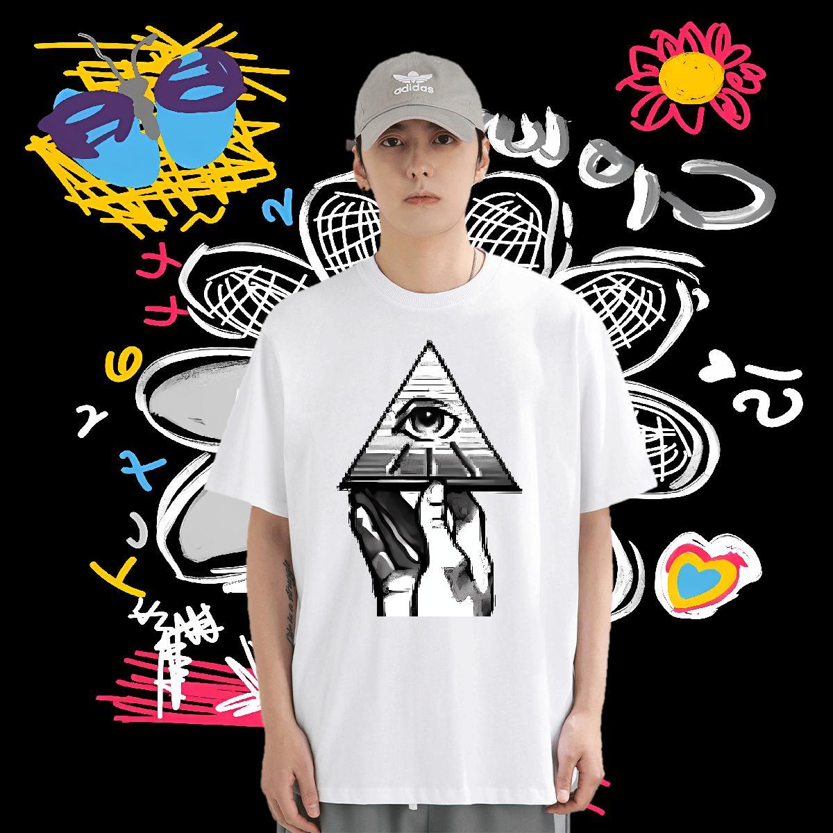 Factory Direct T Shirts Men eye of the devil Tee Shirt 230g Cotton Casual Beach Classic Oversized O-Neck Short Sleeve Couples T Shirts
