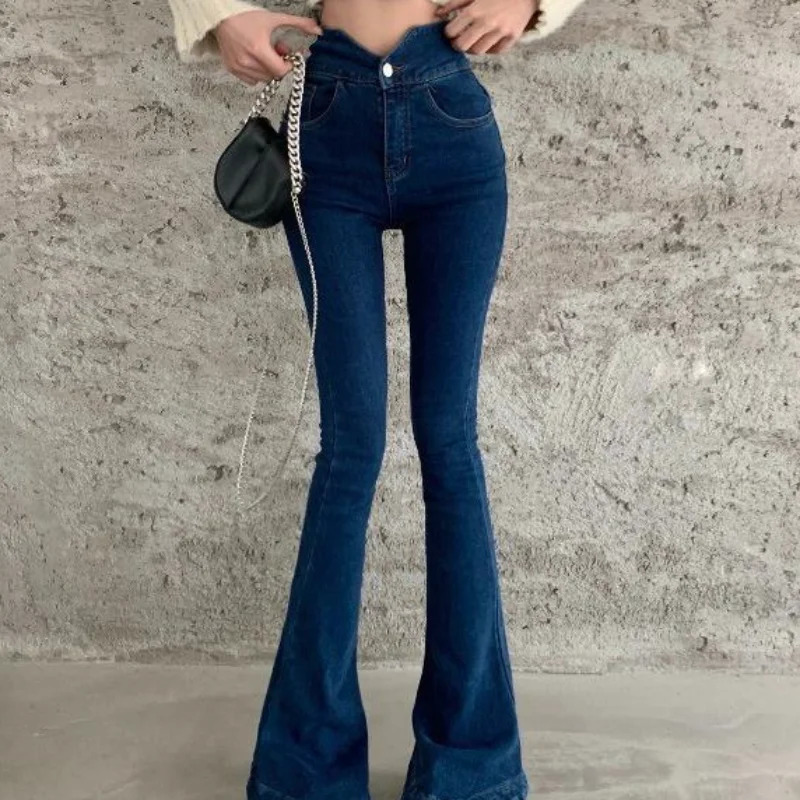 Trousers Flared Pants for Woman Sexy Skinny Bell Bottom Slim Fit Womens Jeans Grunge Y2k Z A Summer Office Wide Leg 90s R Flare 240807
