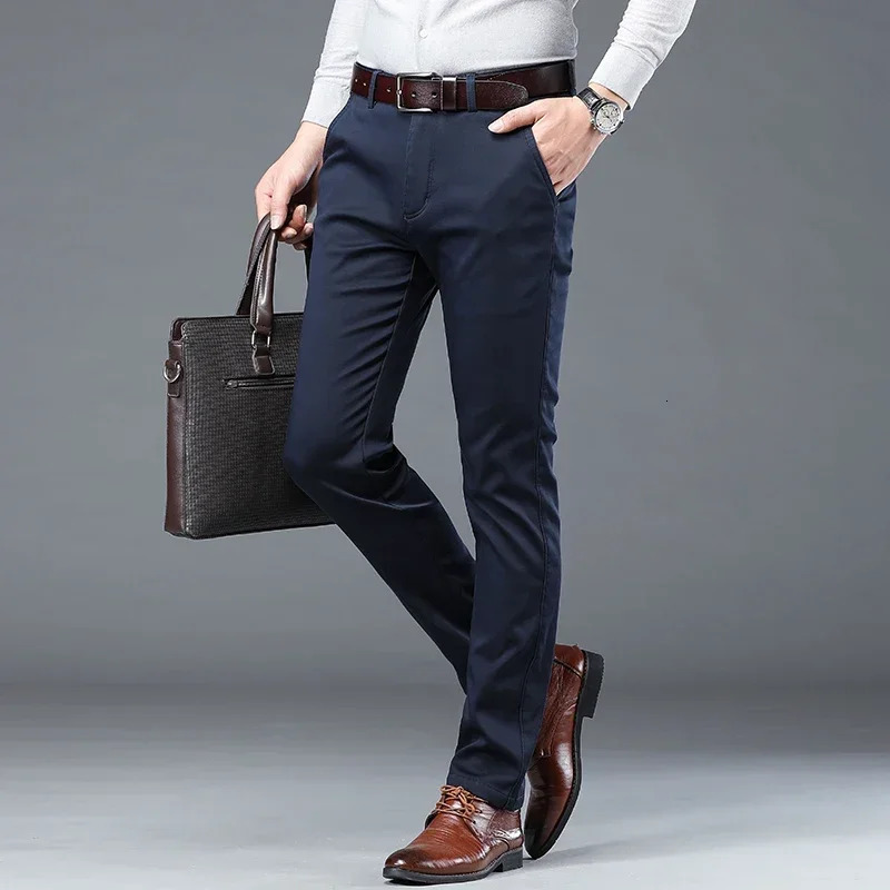 Suit Pants Spring Mens Trousers Fashion Casual Slim Business Office Male Wedding Party Work Pant Classic Large 40 240806