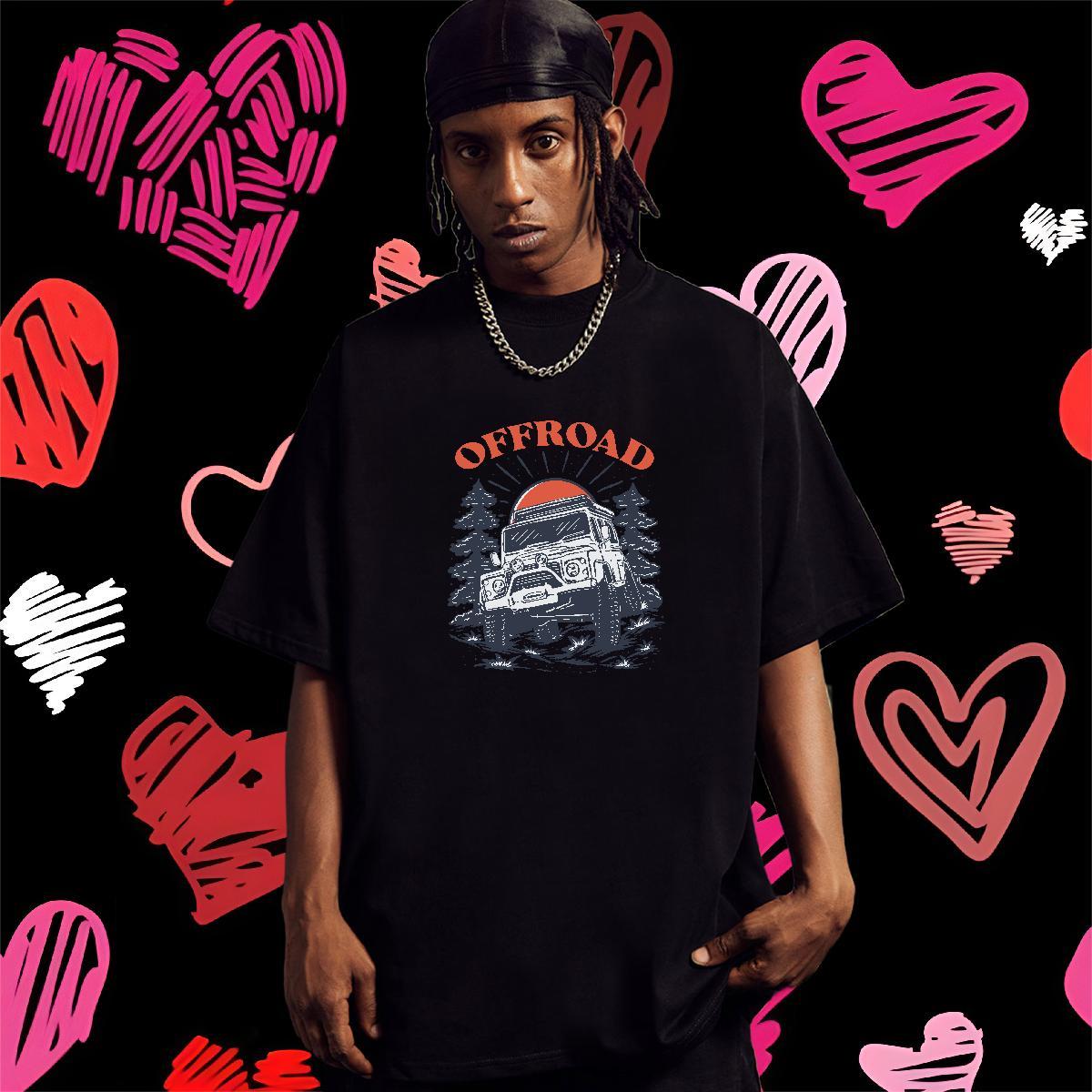 New T-Shirts for Men car Clothings 230g Cotton Daily Outfit Loose Asian Size Breathable Short Sleeve Men Tops Tees
