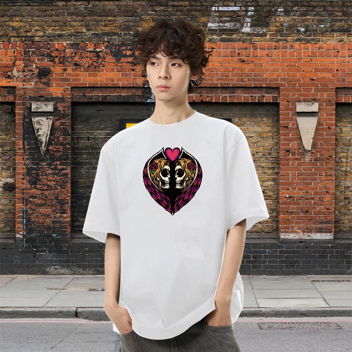 Factory Direct T Shirt For Man skull Top Tees 230g Pure Cotton Hip Hop Loose Fit Custom Anime Crew Neck Couples T Shirts