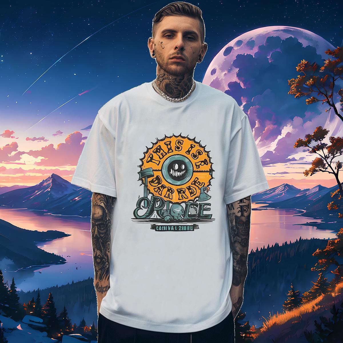 2024 New T-Shirts for Men letter Tee Shirt 100% Cotton 230g Daily Wear Cool Anime Print Breathable Short Sleeve Men Tshirts
