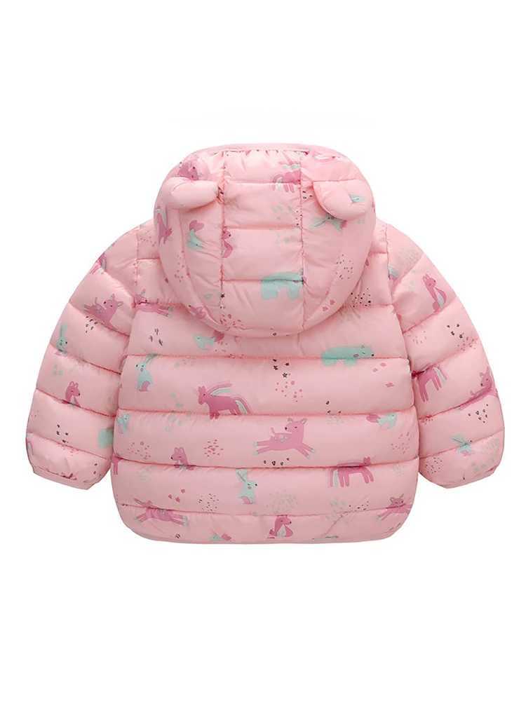 LJMOFA Baby Girls Hooded Down Jackets For Kids Coats Autumn Winter Boys Cartoon Windproof Coat Toddler Zipper Outerwear D163 Y240803