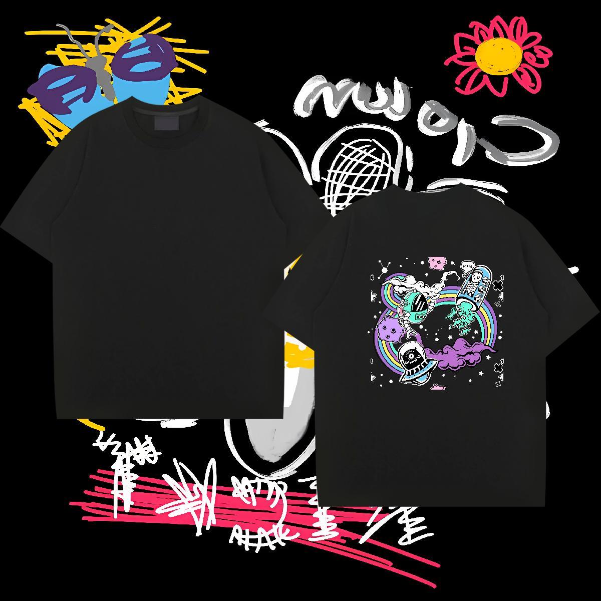 Classic Casual Mens T Shirts ET Polos 100% Cotton 230g Casual Beach Popular Plus Size Cartoon Pure Cotton Couples T Shirts