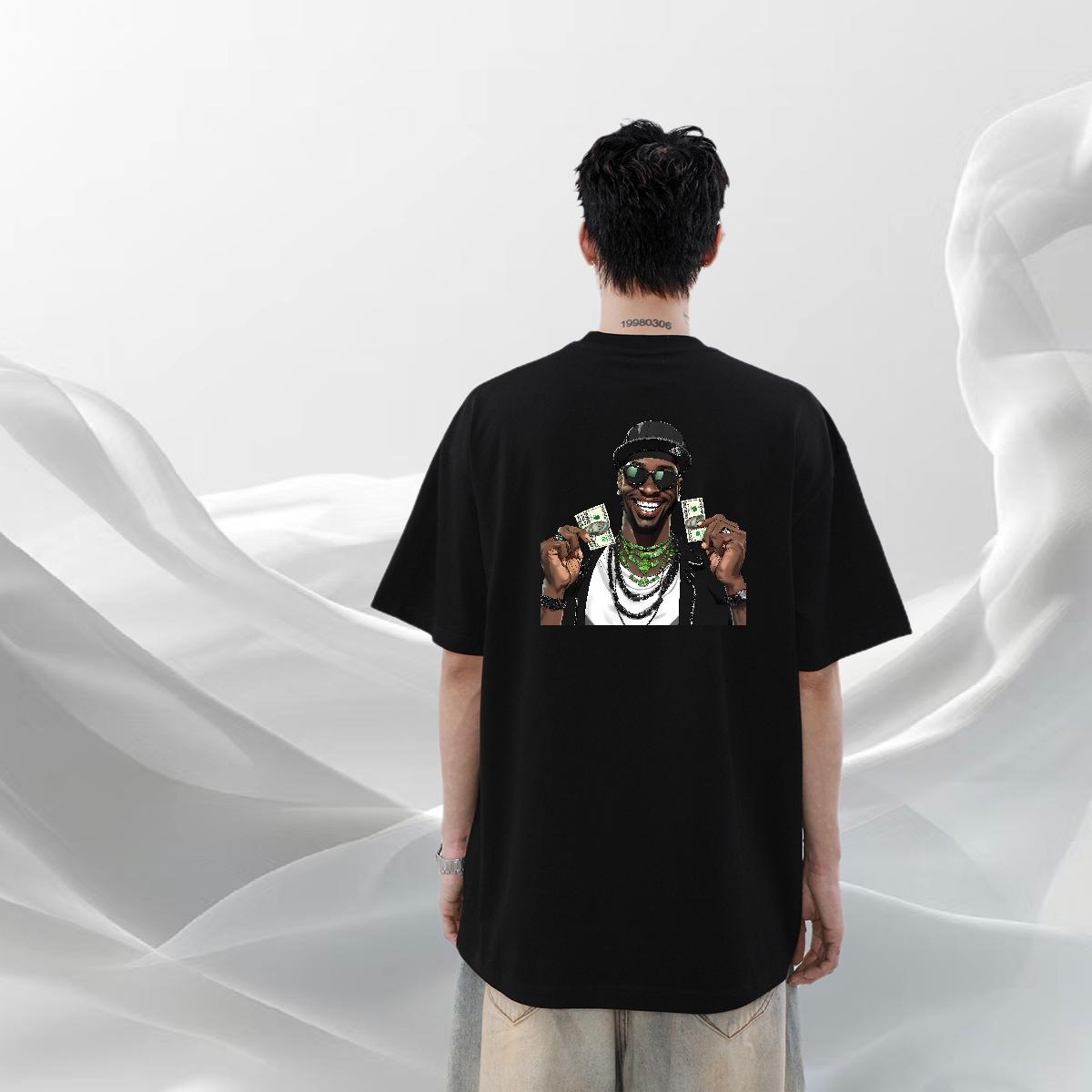 New Designer T Shirts Men cash Tshirts 230g 100% Cotton Daily Wear Popular Anime Print Short Sleeve O-Neck Men Tops Tees