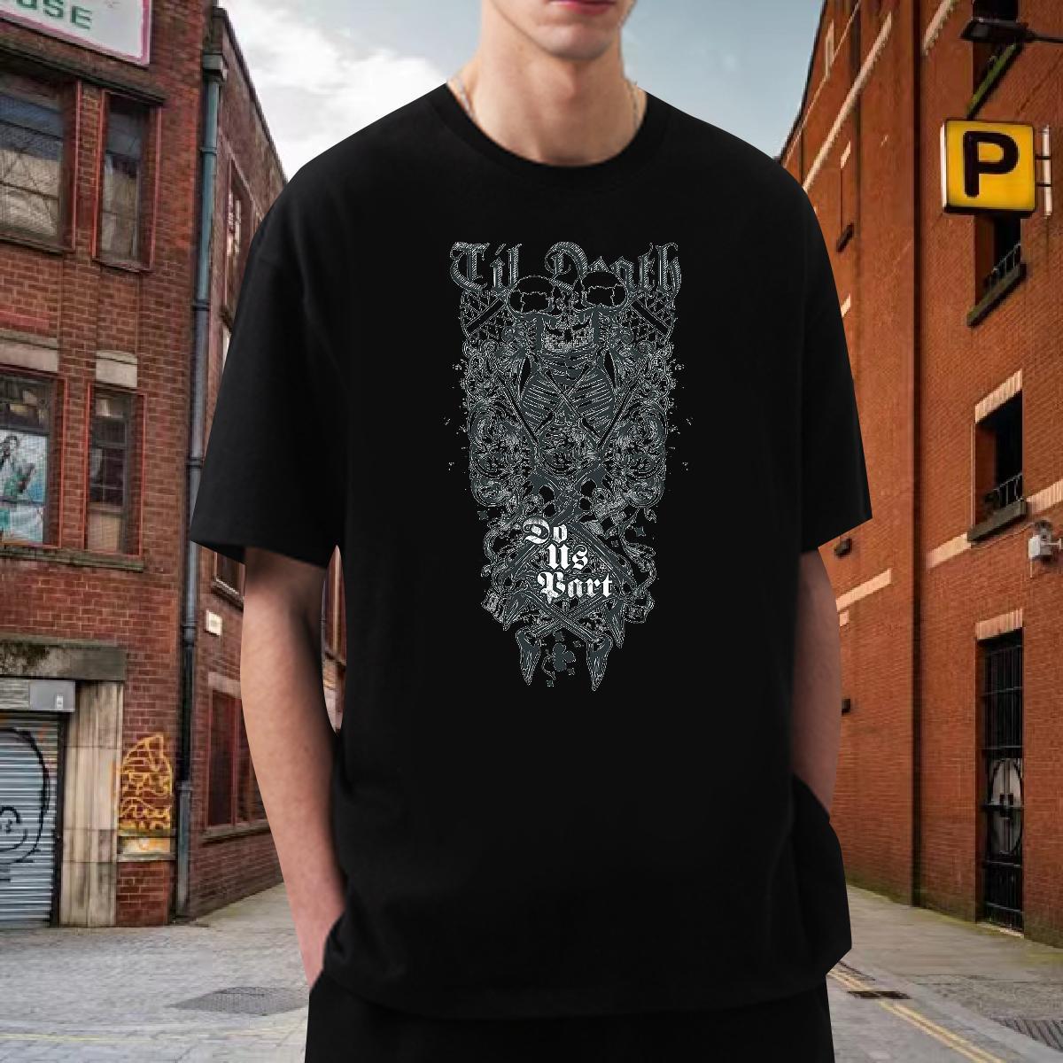 Designer T-Shirts for Men skull Clothes 230g Pure Cotton Hip Hop Street Cool Custom Print Oversized Breathable Men Tees