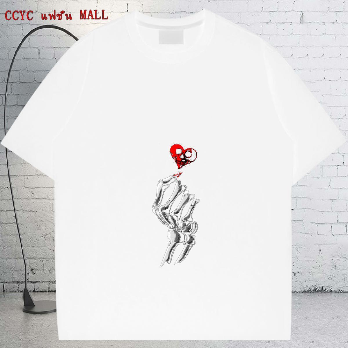 Brand Man T Shirts skull Tops Shirt 100% Cotton 230g Hip Hop Loose Fit Anime Print Short Sleeve Soft Mens Tshirts