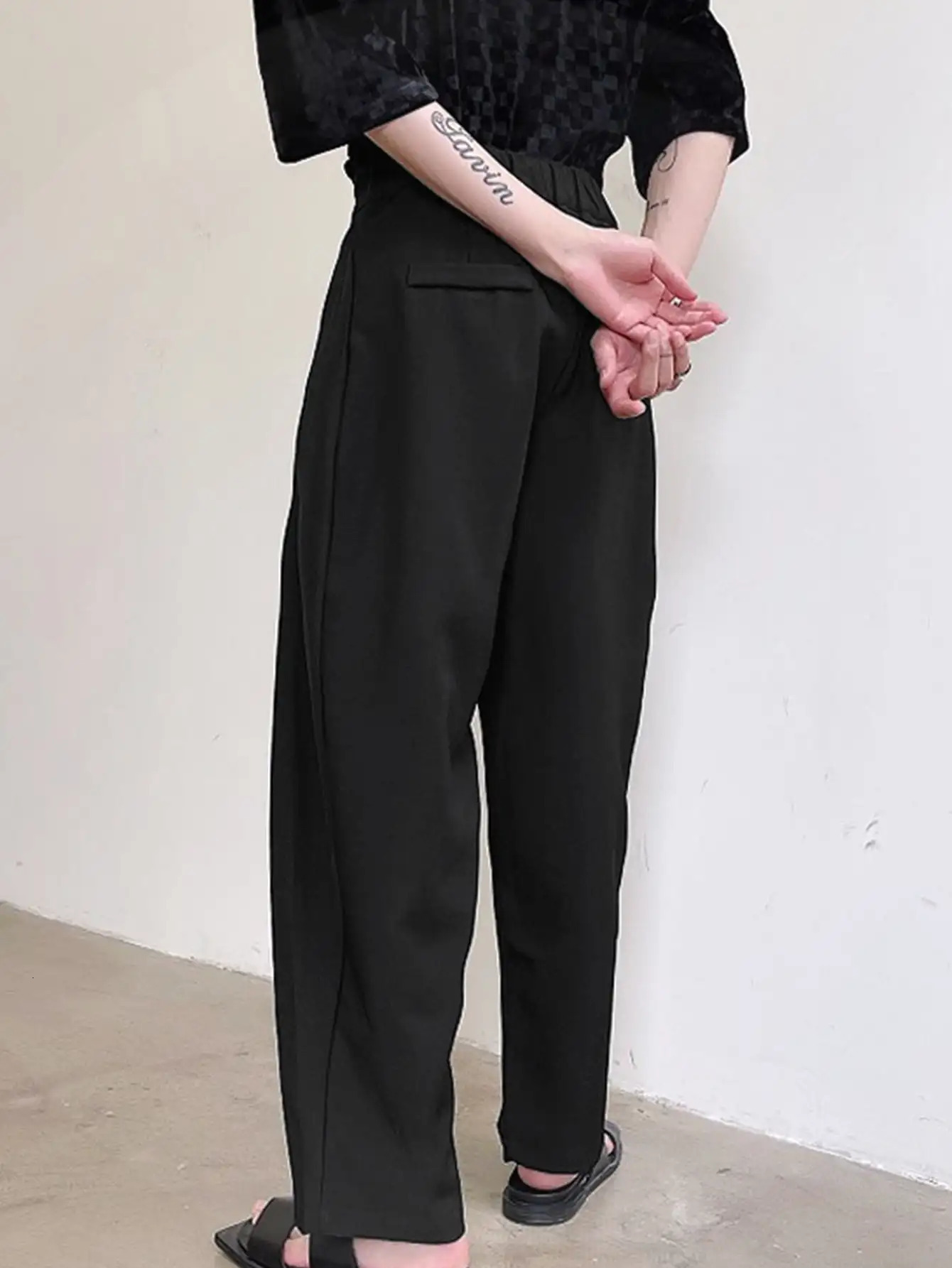 Mens fashionable and comfortable solid color pants casual breathable drawstring slim suitable for mens bottom clothing outdoor activities 240807