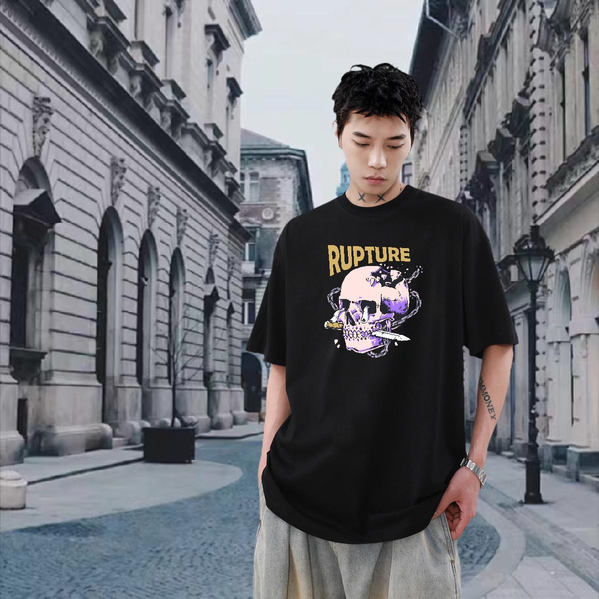 Factory Direct T-Shirts skull Tops 100% Cotton 230g Daily Outfit Designer Customized O-Neck Short Sleeve Couples T Shirts