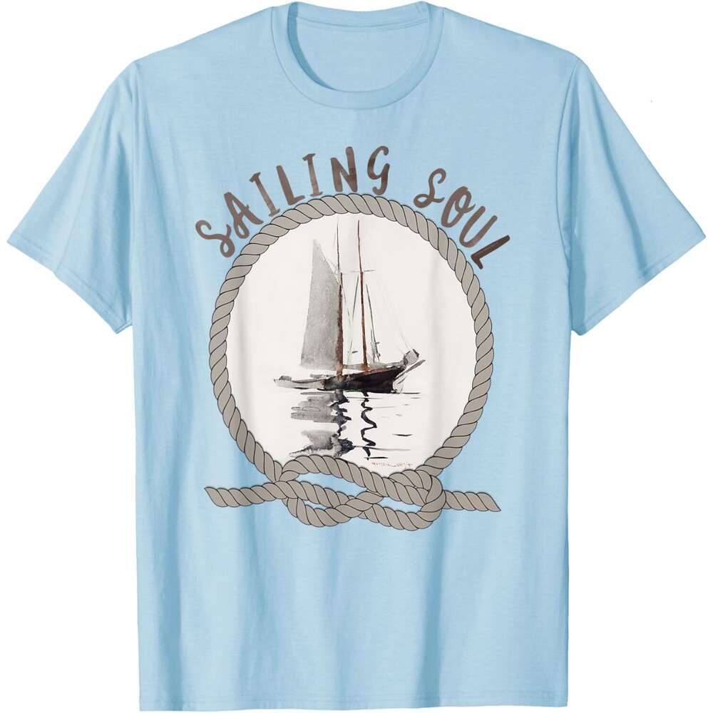 Mens T shirt Sailing Soul Sailboat Reflections Sailors and Sailing T-Shirt shirts tshirt graphic tee Casual tops summer clothes Short sleeve Free ship