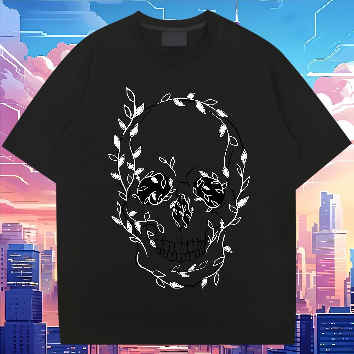 Designer Fashion T Shirt For Man skull Tops Shirt 100% Cotton 230g Beach Comfortable Anime Breathable Crew Neck Mens Tshirts