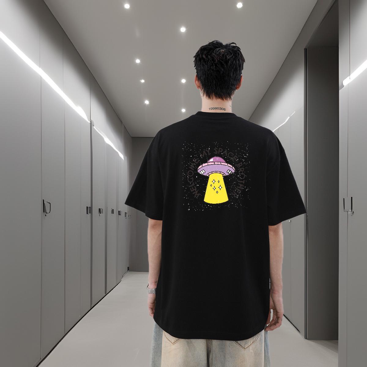 Casual New T shirt UFO Polos 230g Cotton Spring Summer Brand DIY Logo Oversized Pure Cotton Tshirts