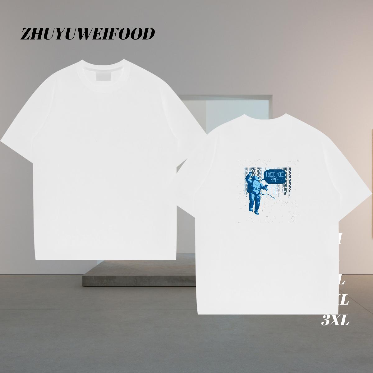 Classic Casual T shirt spaceman Tee Shirt 100% Cotton 230g Hip Hop Cool Anime Short Sleeve O-Neck Men Clothes T-Shirt
