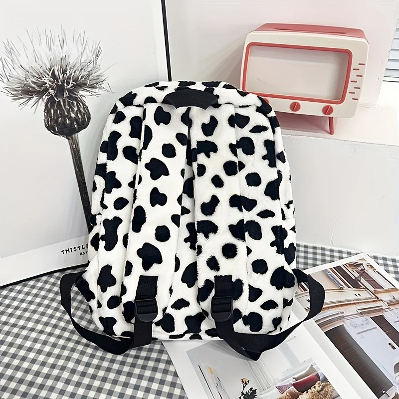Cow Plush Korean style backpack womens retro Japanese original niche high school bag female college student class 240807