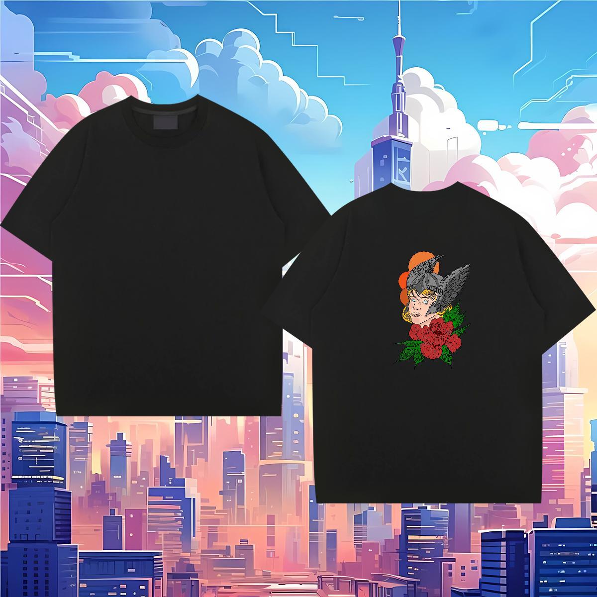 Wholesale T-Shirts for Men portrait Wear 230g Cotton Anime Printing Street Classic Asian Size Round Neck Short Sleeve Tshirts