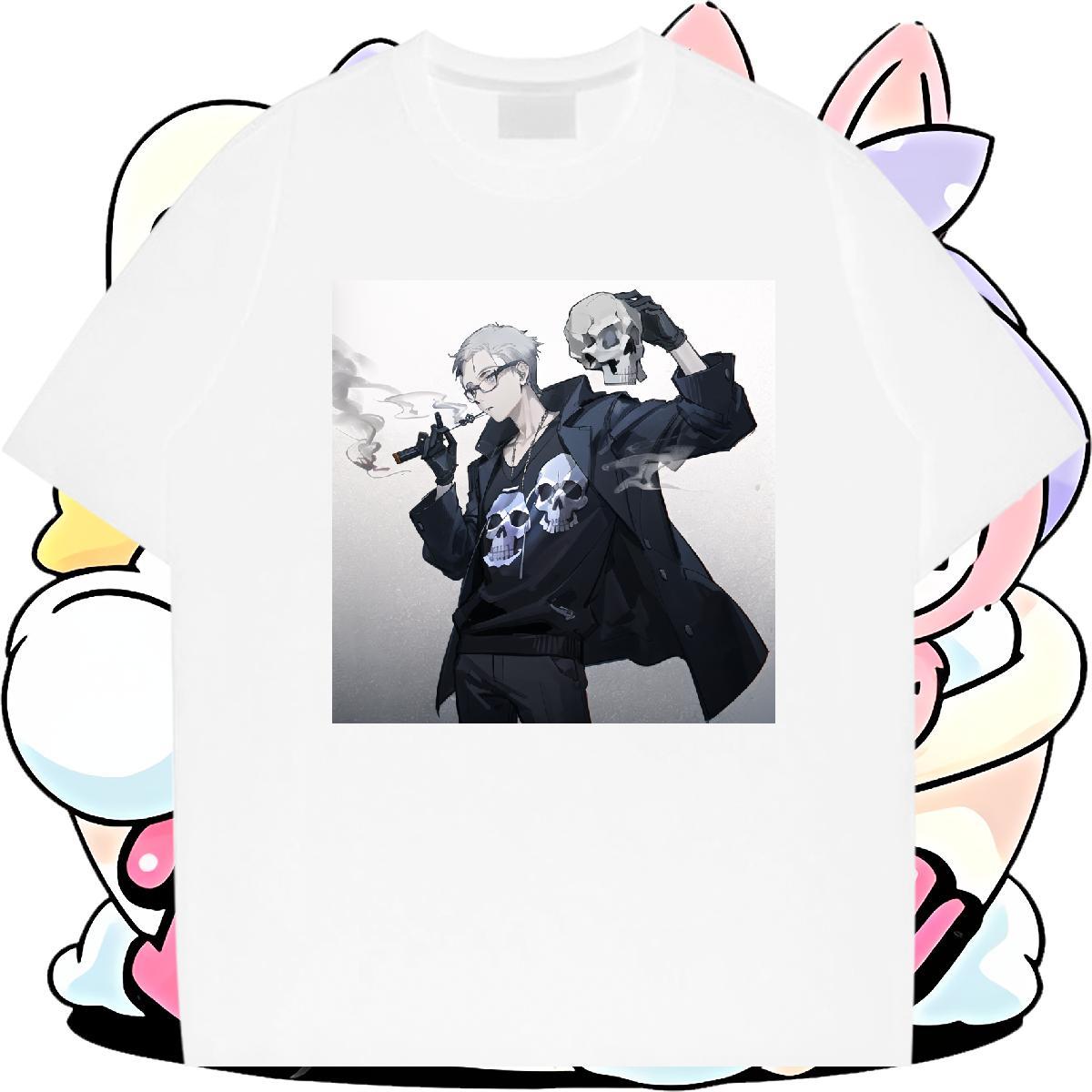 Fashion Casual T shirt skull Tee Shirt 230g Cotton Sport Loose Fit Custom Cartoon Crew Neck Men Tops Tees
