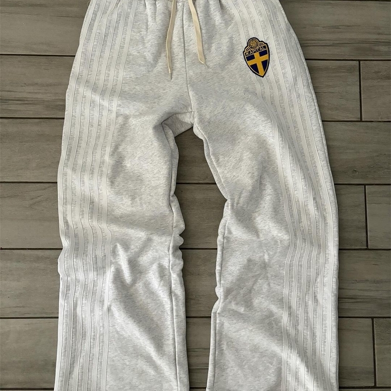 Y2K Hip Hop Letter Embroidery Swiss Casual Pants Street 2024 American Fashion Stitching Retro Loose Zipper Sweetpants 240806