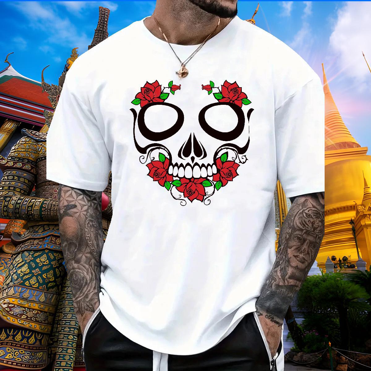 Designer Fashion T shirt skull Clothes 100% Cotton 230g Street wear Hip Hop Loose Fit Oversized 4XL Breathable Crew Neck Couples T Shirts