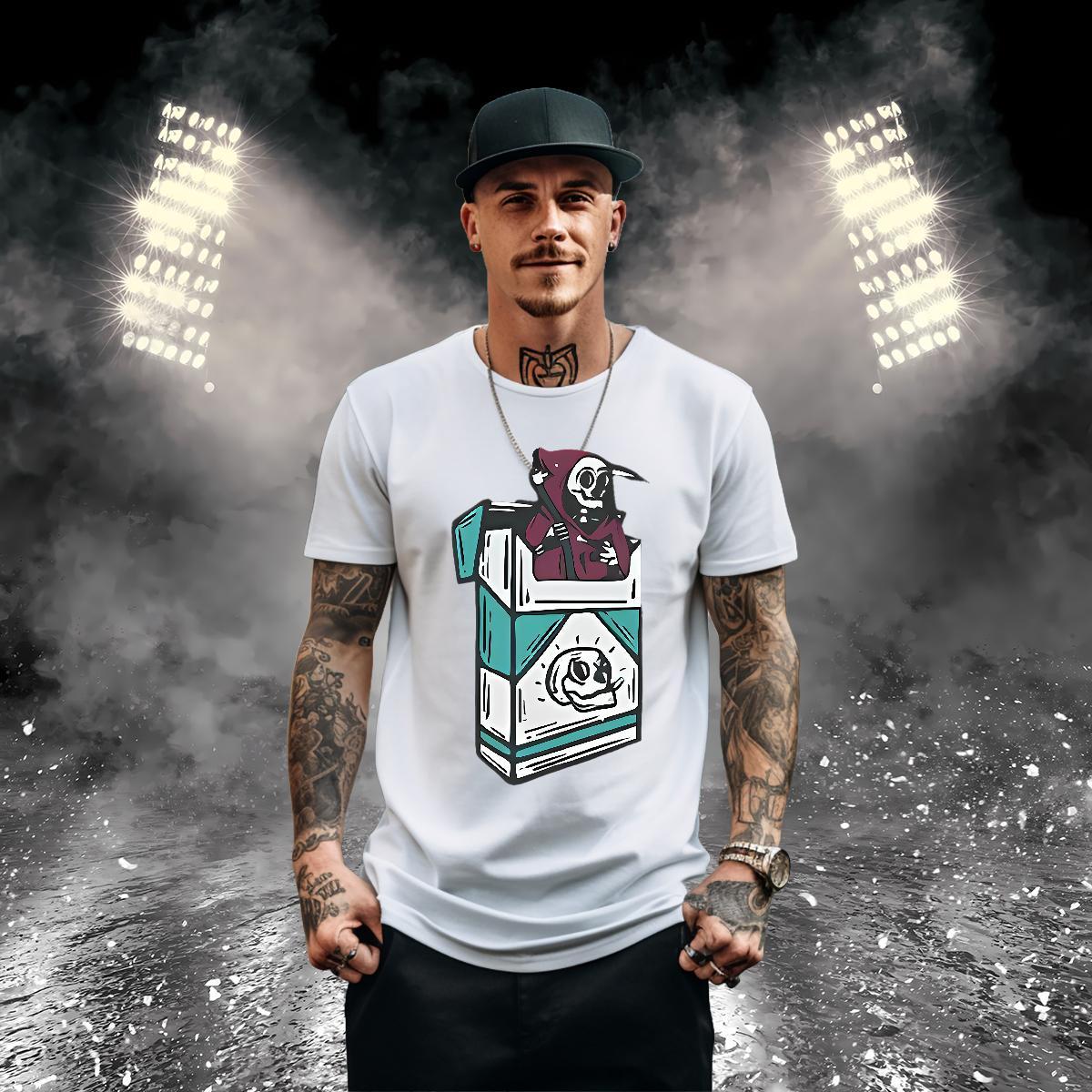 2024 T shirt skull Tops Shirt 230g 100% Cotton High Street Hip Hop Loose Black White Breathable Crew Neck Tshirts