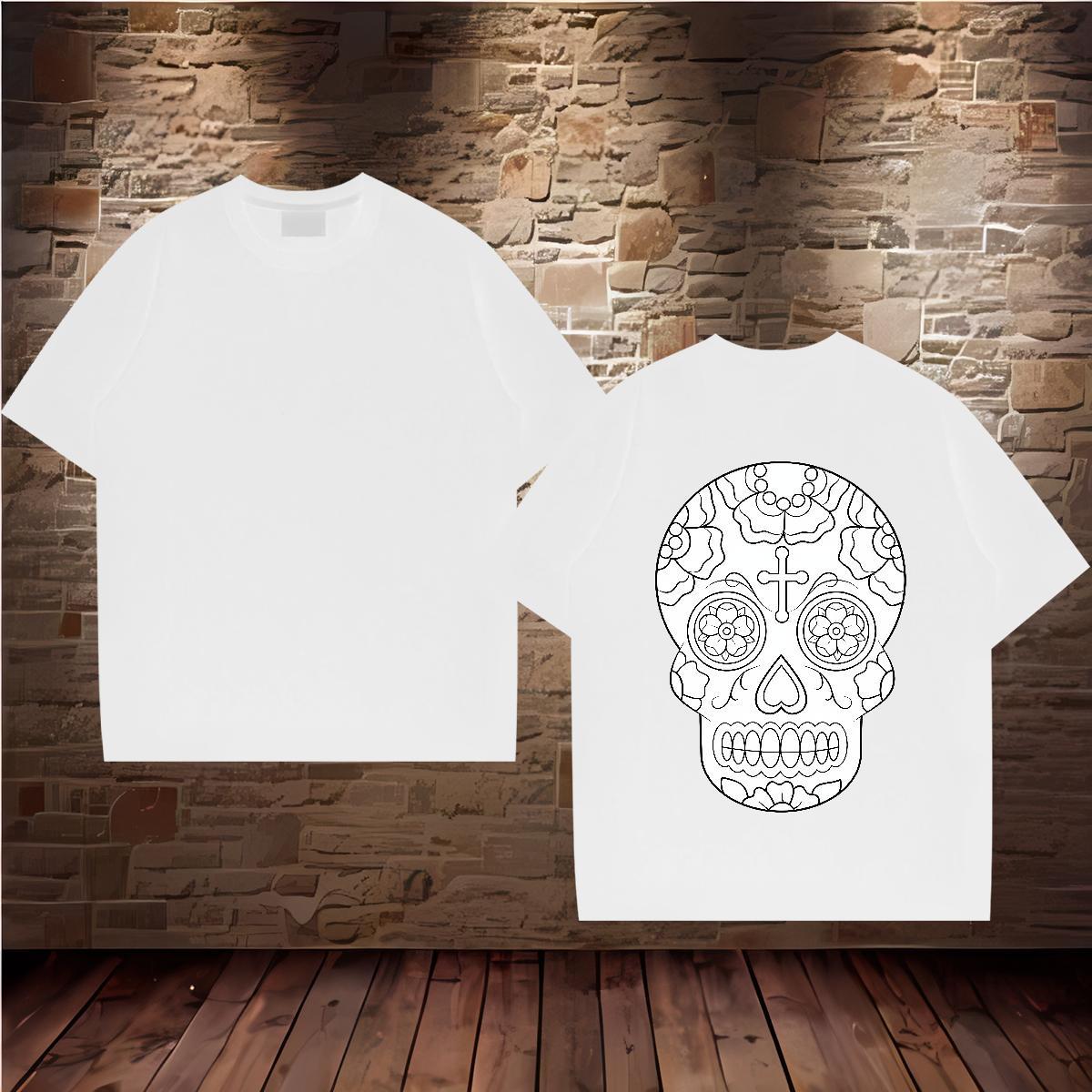 New T shirt skull Clothes 230g Pure Cotton Daily Wear Free Shipping Oversized 4XL Breathable Short Sleeve Men Clothes T-Shirt