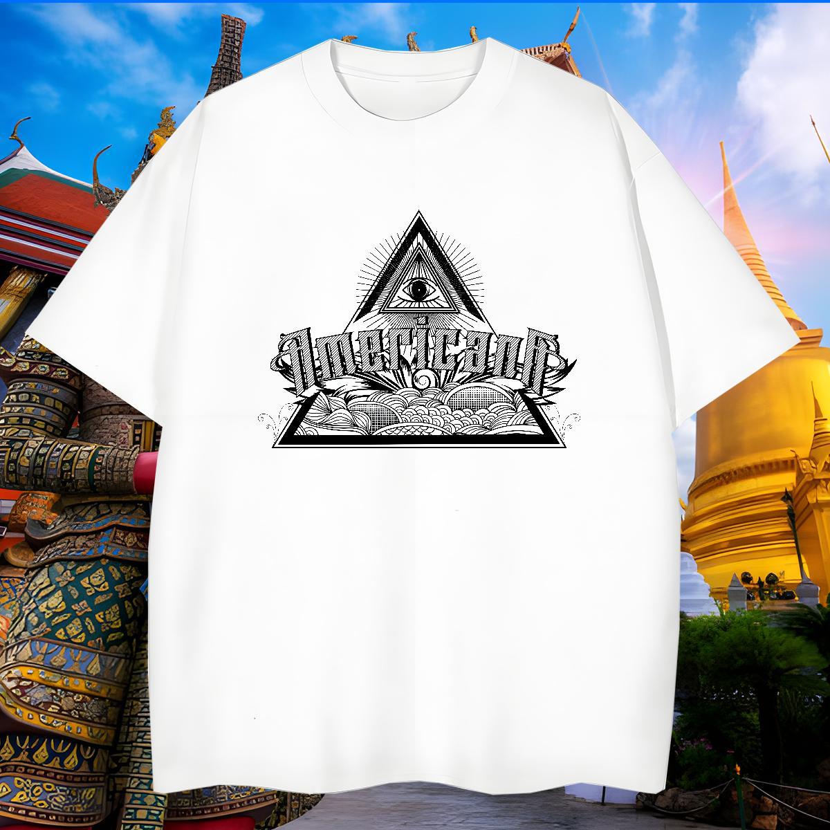 Fashion New Men T Shirts eye of the devil Tees Shirts 100% Cotton 230g Casual Loose Fit DIY Breathable Short Sleeve Mens Tshirts