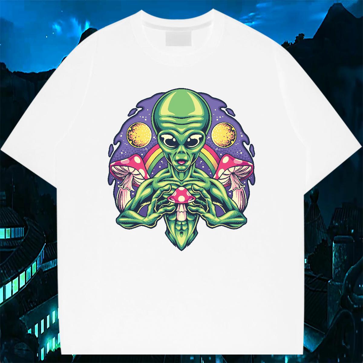 DIY Customized Mens T Shirts ET Tees 100% Cotton 230g Hip Hop Street Brand DIY Logo Oversized Short Sleeve O-Neck Couples T Shirts