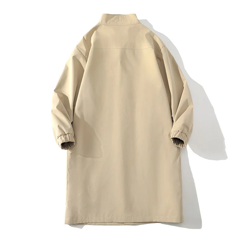 Autumn British style mid length trench coat mens casual loose jacket mens coat240807