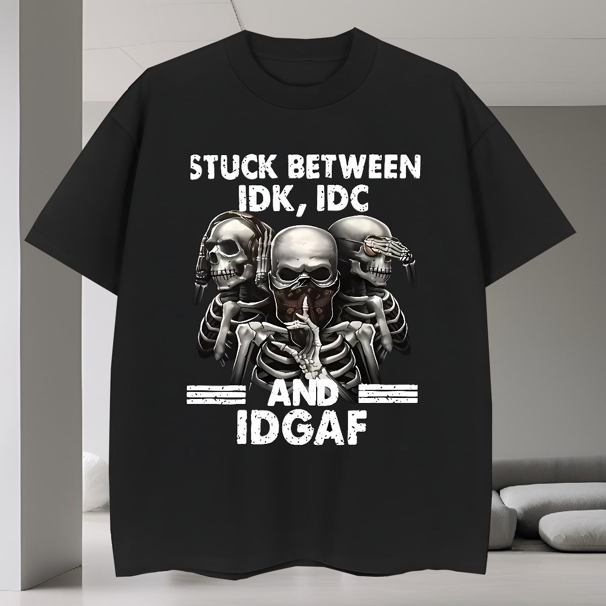 DIY T Shirts Men skull Tops Tees 230g Pure Cotton Street wear Hip Hop Brand Black White Crew Neck Breathable Mens Tshirts