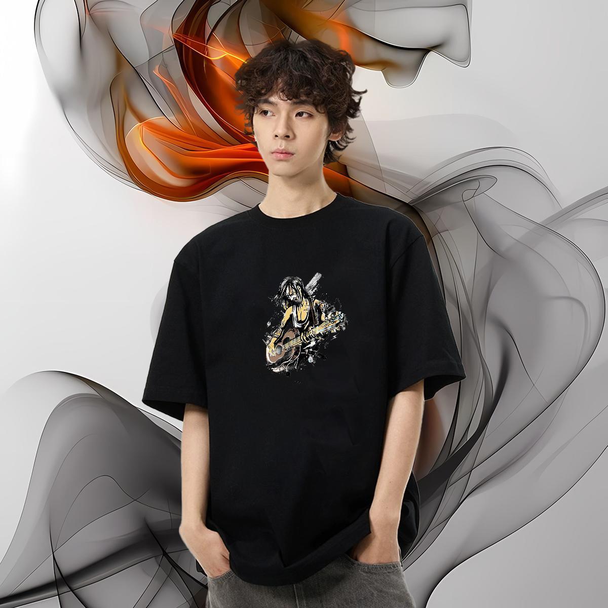 Free Shipping T Shirts Men portrait Polos 230g Pure Cotton Street Wear Loose Custom Cartoon Short Sleeve O-Neck Mens Tshirts