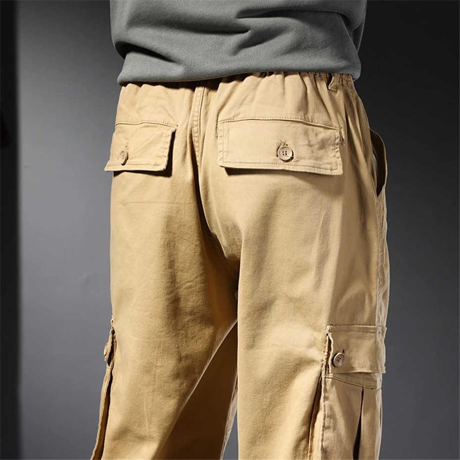 Plus Size 5XL 6XL Tactical Cargo Pants Men Fashion Casual Pants Male Multi-pocket Trousers Men Joggers Khaki Black 240807