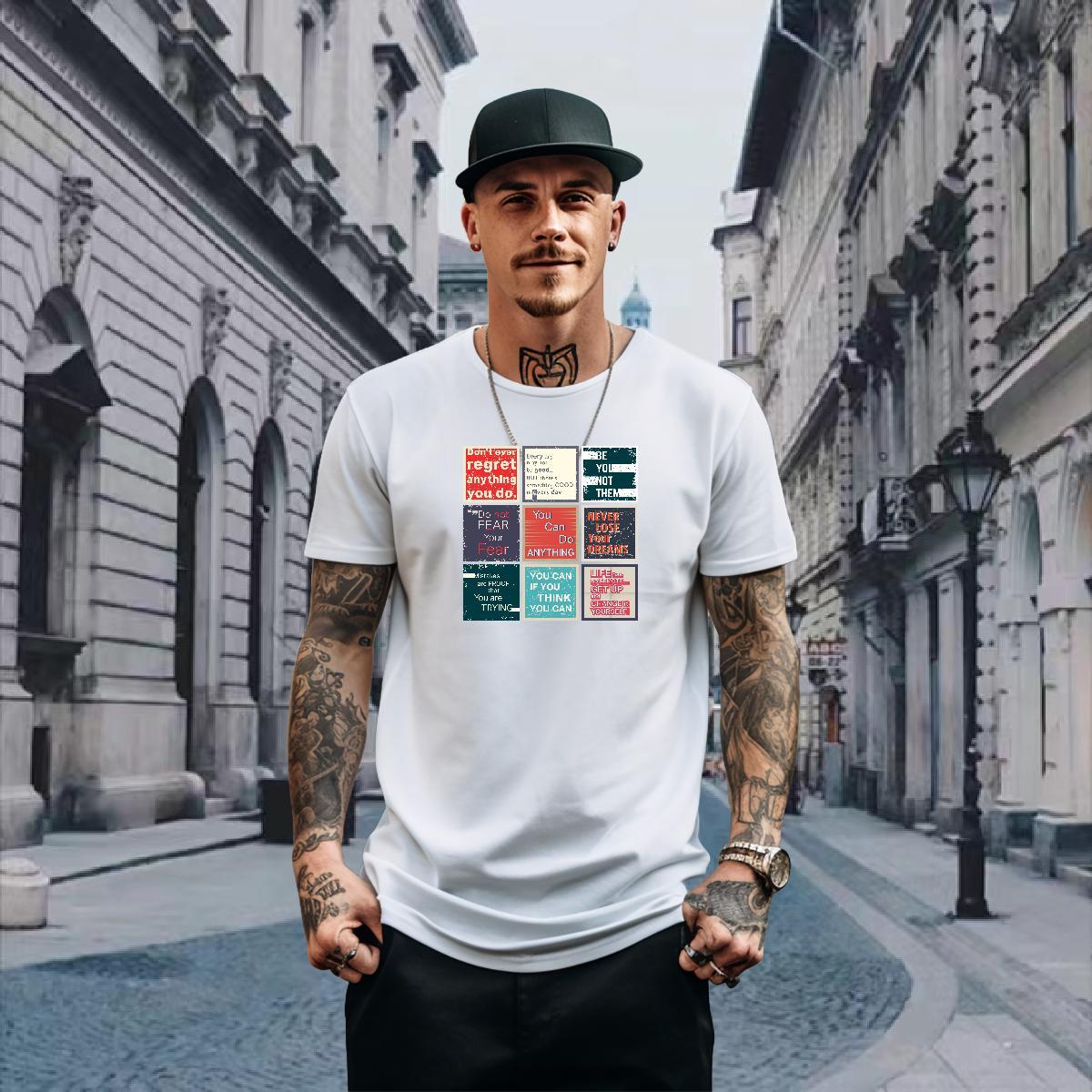 Classic Men T Shirts letter Wear 230g Pure Cotton Daily Wear Loose Oversized Round Neck Short Sleeve Men Tops Tees