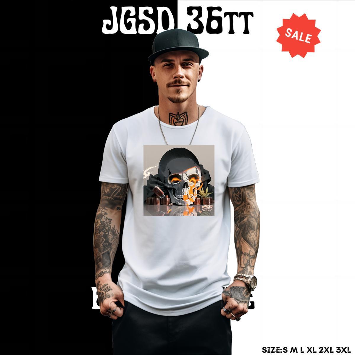 Wholesale Mens T Shirts skull Tops Tees 100% Cotton 230g Street Casual Loose Fit Asian Size O-Neck Short Sleeve Tshirt for Man Woman