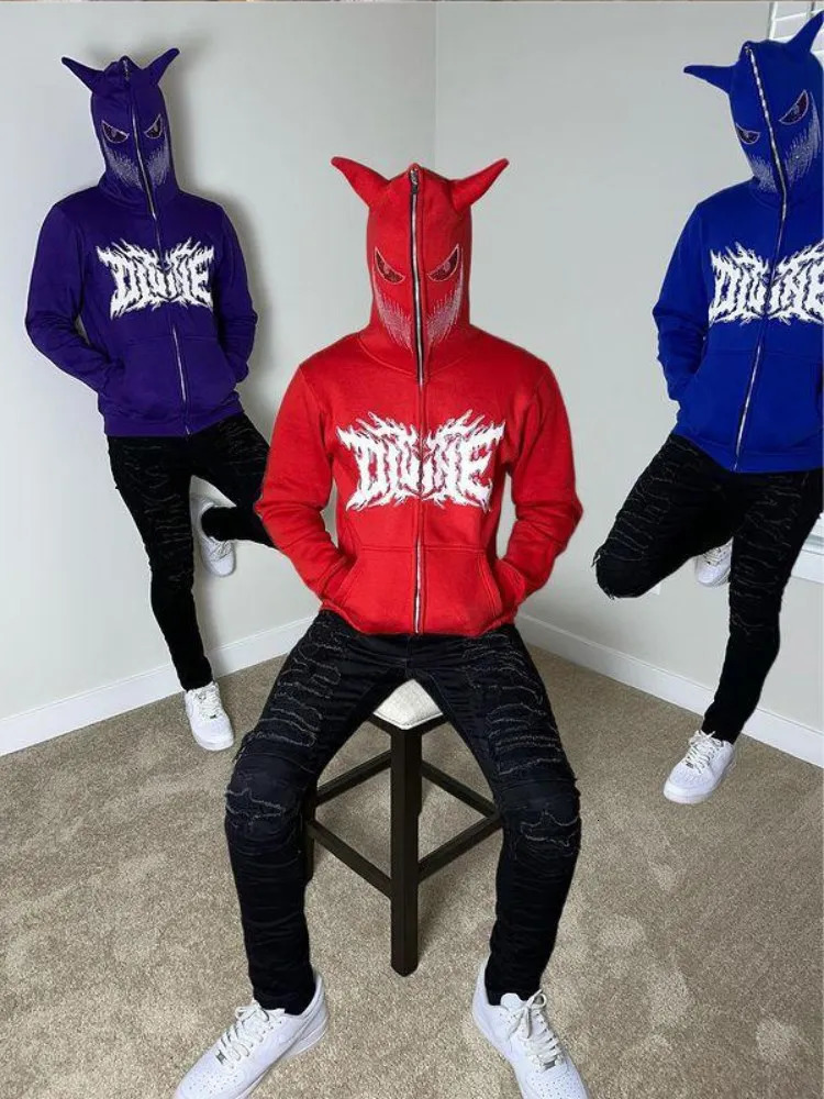 Aesthetic Y2K Streetwear Hoodie Women Men Rhinestone Skeleton Loose Sweatshirts Zip up Hoodie Goth Hoodies Jacket Hip-hop Grunge 240807
