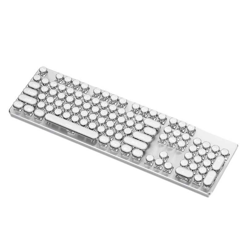 DN59 Corded Typewriter Mechanical Keyboard Rainbow Backlight Retro Punk Round Keycap For 104 Keys Media Knob WhiteM240715
