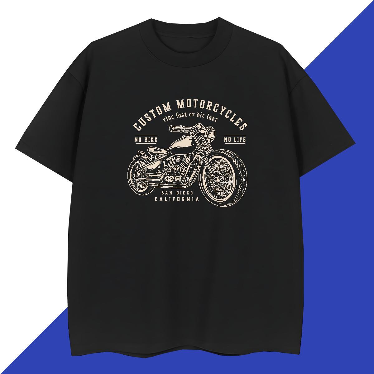 Fashion New T-Shirts Motorcycle Tshirts 230g Cotton Hip Hop Free Shipping Customized Short Sleeve Soft Tshirt for Man Woman