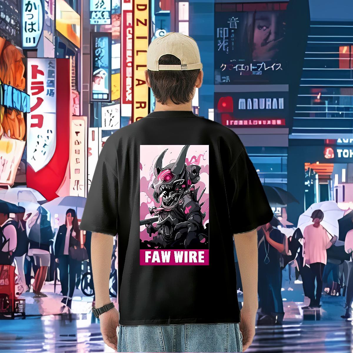 Wholesale T shirt robot Tee Shirt 230g 100% Cotton Anime Printing Street Brand Plus Size Cartoon Crew Neck Breathable Tshirts