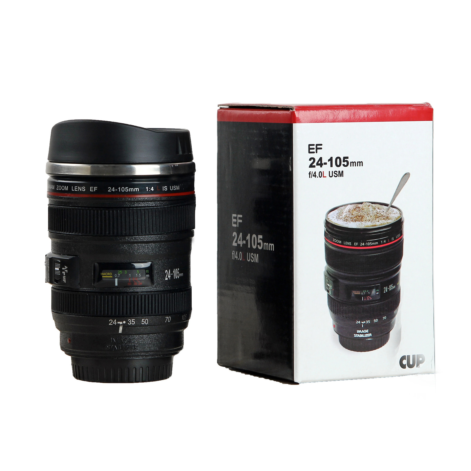 Stainless steel camera coffee lens cup white black unique gift Tazas 240806