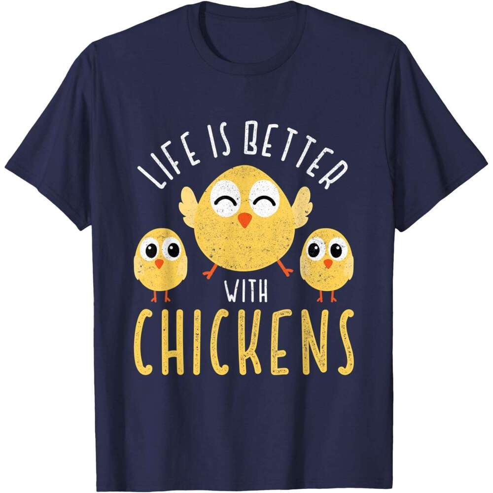 Mens T shirt Life is better with Chickens Funny Chicken Farming Design T-Shirt shirts tshirt graphic tee Casual tops summer clothes Short sleeve Free 