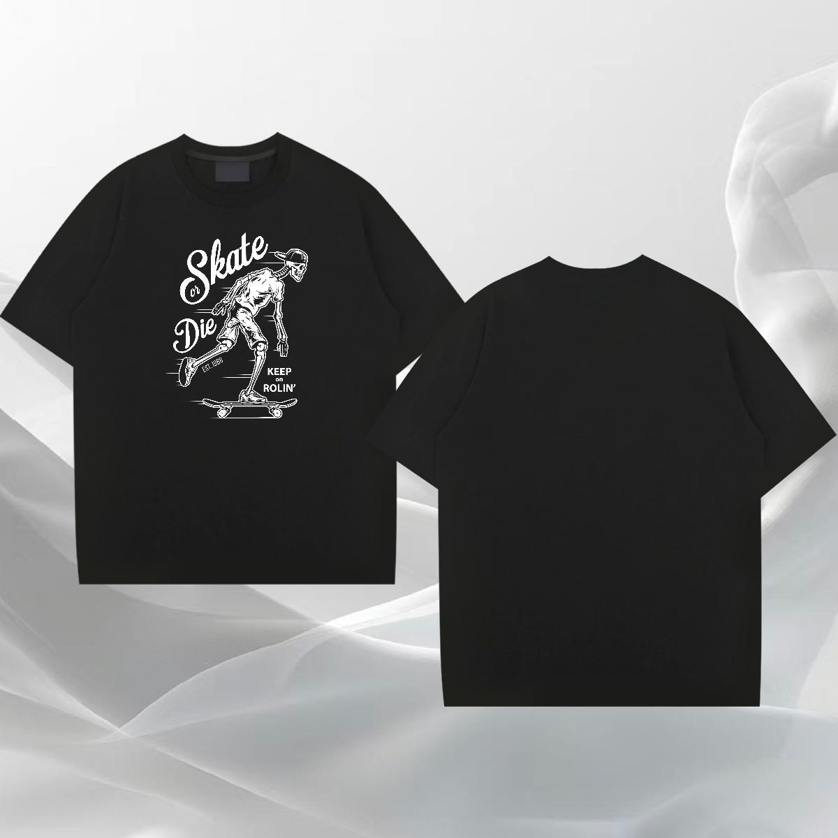 Fashion Design Men T Shirts skull Tees Shirts 230g Cotton Street Casual Cool Anime Breathable Crew Neck Tshirt for Man Woman