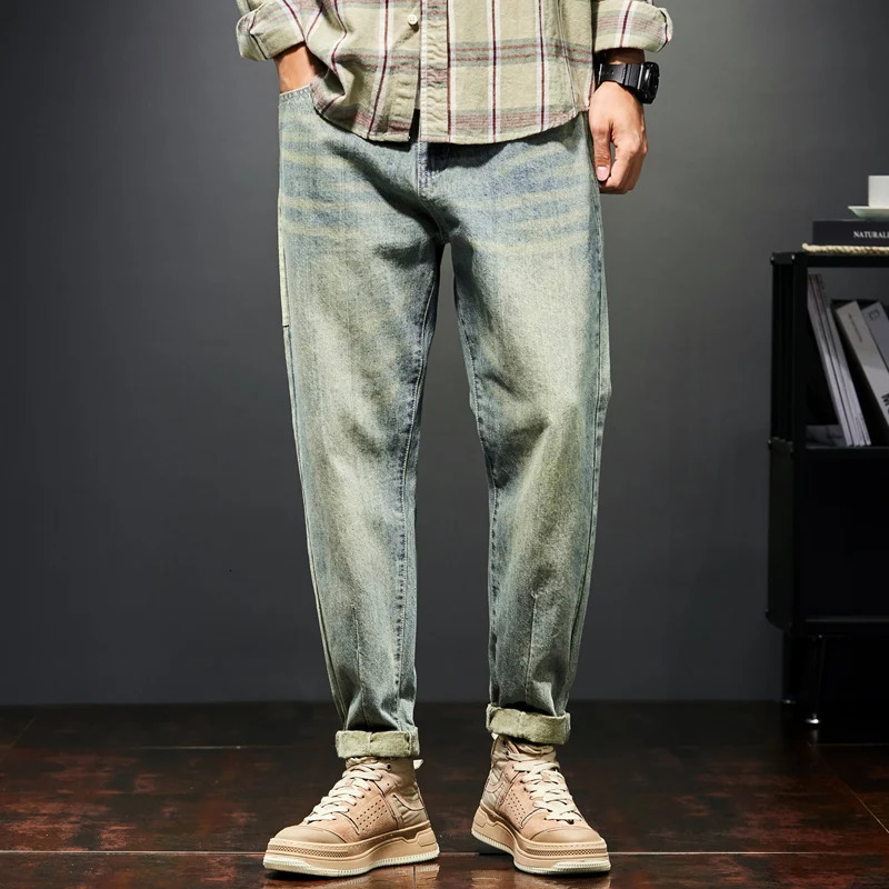 KSTUN Jeans For Men Baggy Pants Loose Fit Harem Pants Vintage Clothes Men Fashion Pockets Patchwork Large Trousers Oversized 42 240806