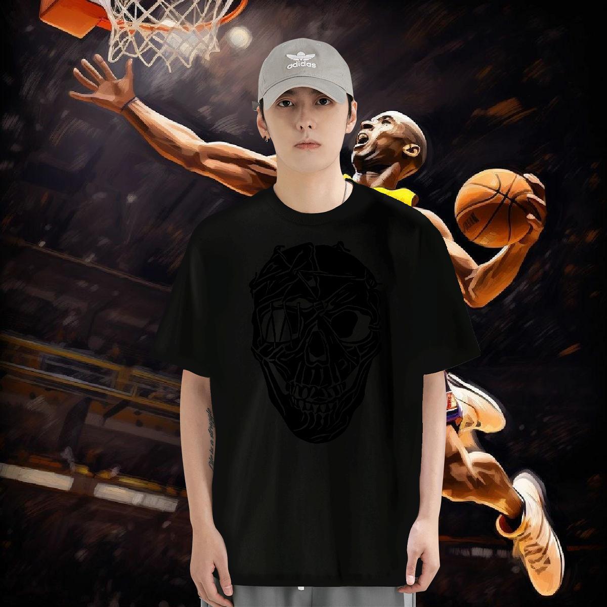 Fashion Casual Mens T Shirts skull Wear 230g 100% Cotton Sports Casual Free Shipping Plus Size Cartoon Breathable Soft Tshirts