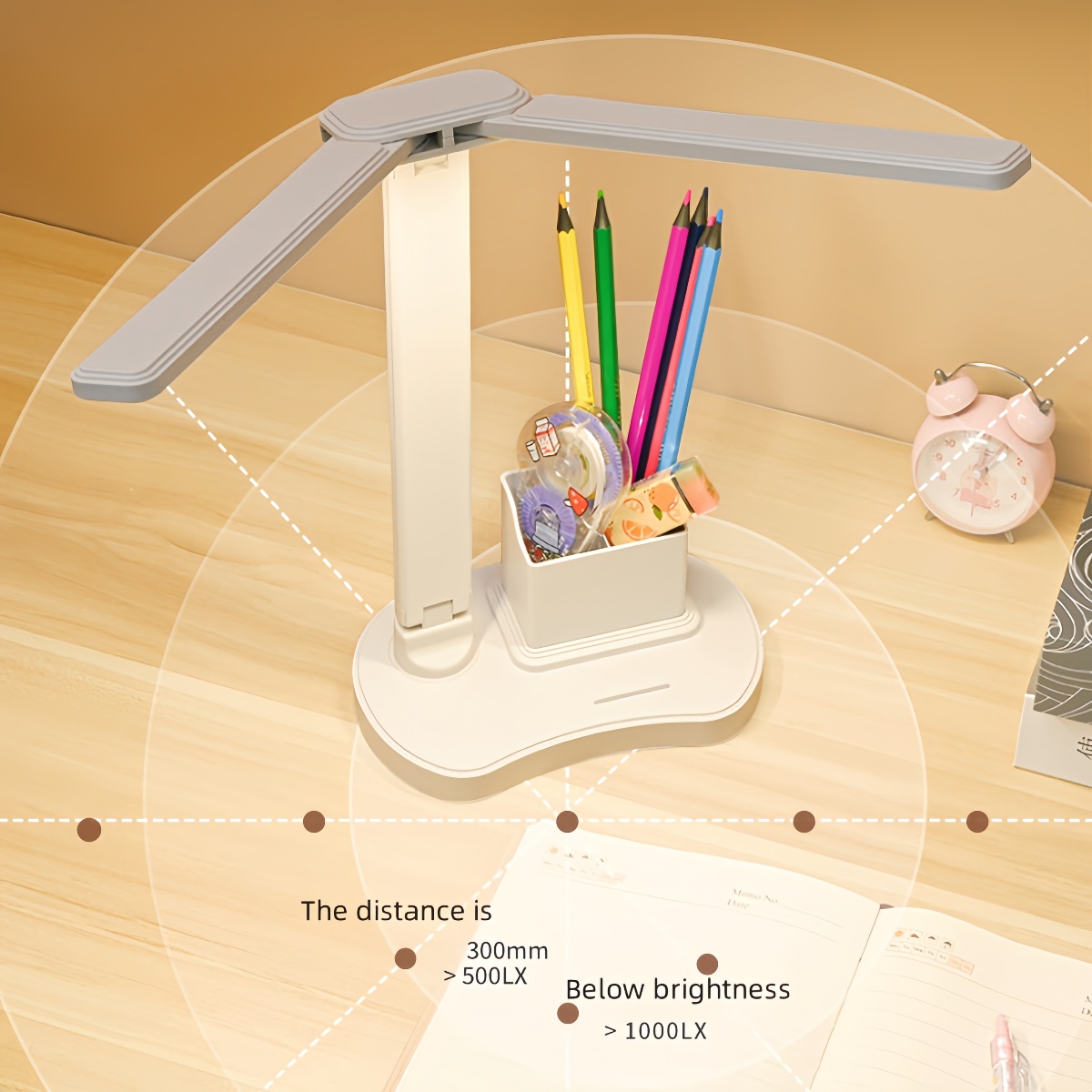 Dual Function Desk Lamp with Eye Protection - Charging & Plugging Options, Three Light Modes with Infinite Dimming Control